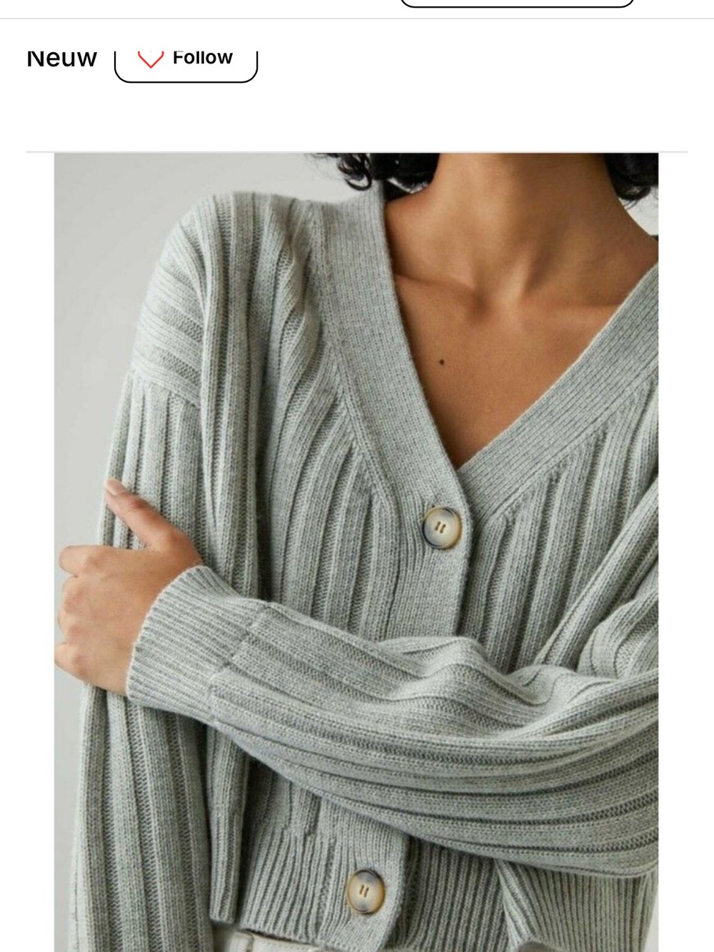 Neuw Light Sage Ribbed V-Neck Button Cardigan